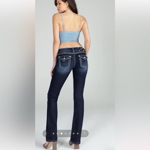 Miss Me Saddle Border Stitch Signature Skinny Jeans Dark Wash size 30 - Picture 2 of 16